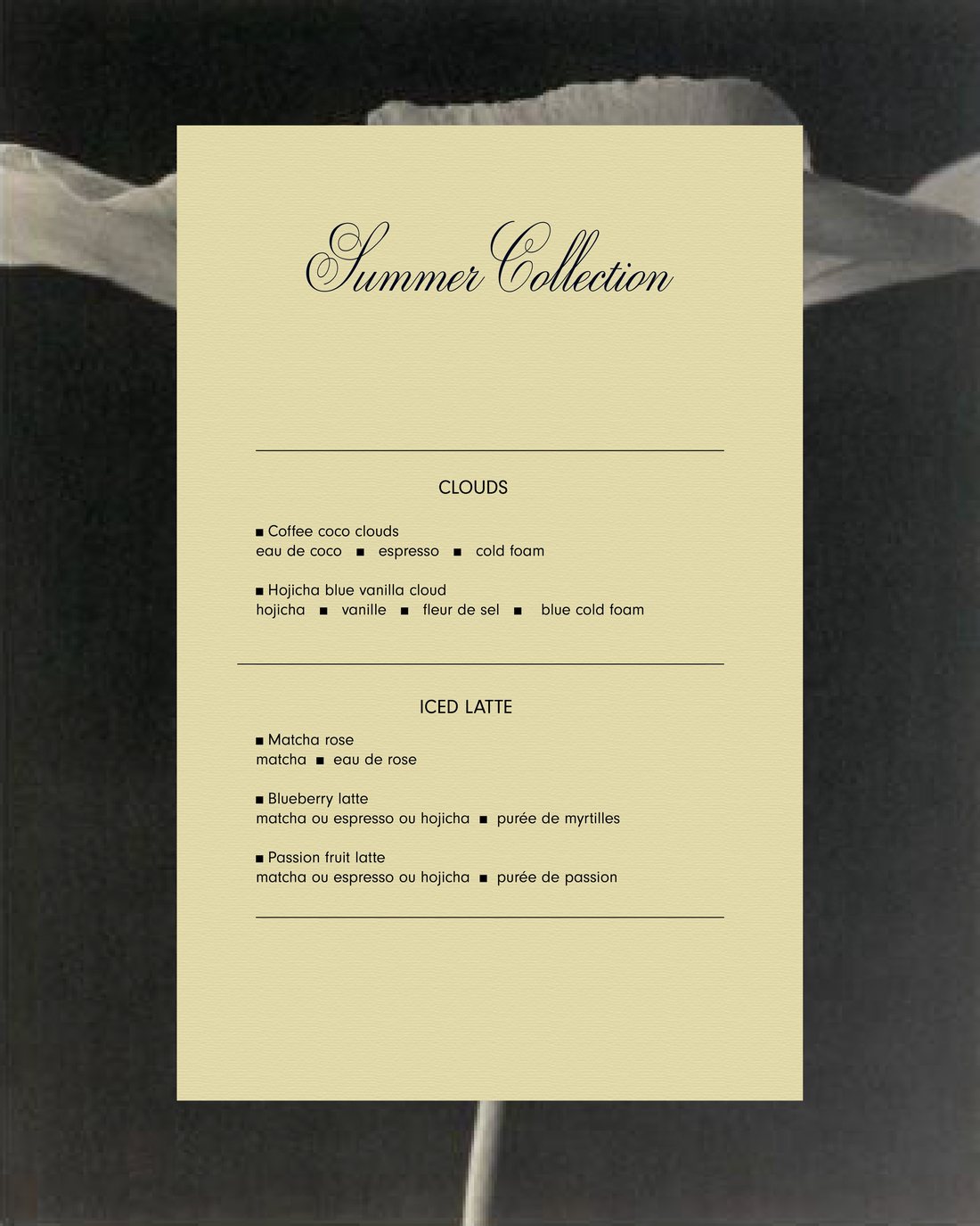 Menu du moment chez Saudade à Aix-en-Provence